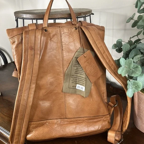 Vilenca Holland Seren Tech Backpack Distressed Brown Leather TK58 Anthro NEW